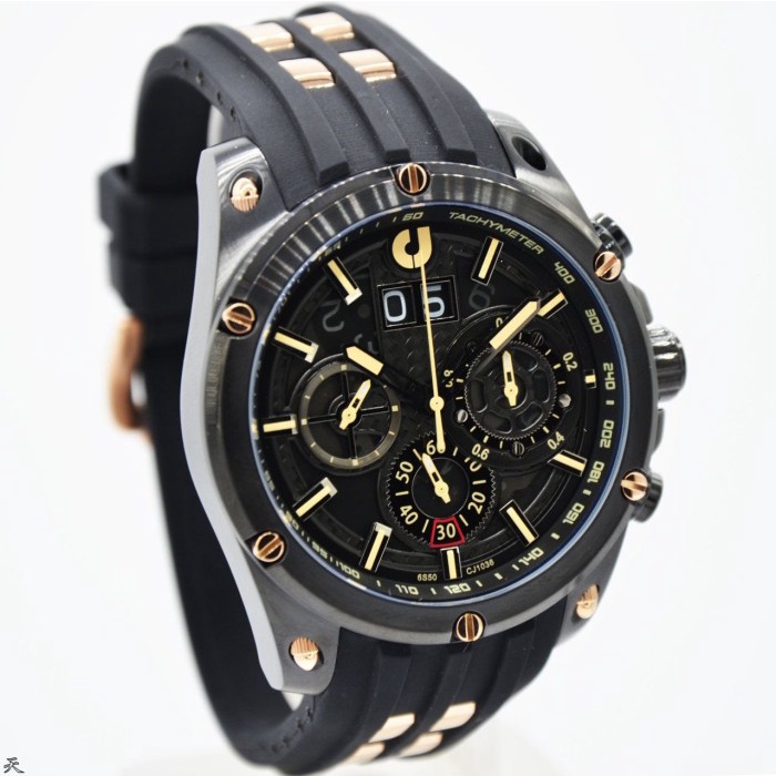 ✅New Ori Charles Jourdan Cj1036-1732C - Jam Tangan Pria Rubber Original - Black Berkualitas