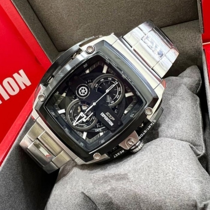 ✅Original Expedition E3008 / E 3008 Silver Black - Jam Tangan Pria Original Terbaru