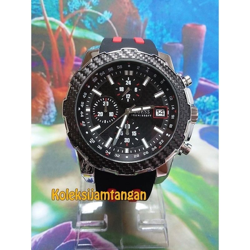 ✅Ready Jam Tangan Pria Guess W1047G1 Silver Hitam Original Murah Berkualitas