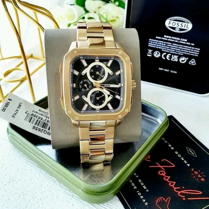 ✅Sale Jual Jam Tangan Foss1L Bq2656 Multifunction Gold-Tone Original Berkualitas