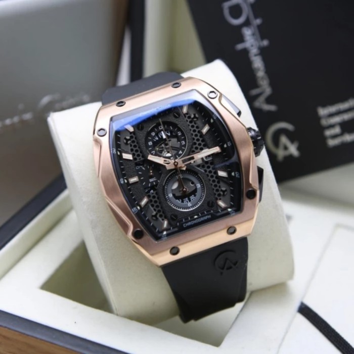 ✅Original Jam Tangan Pria Original Alexandre Christie Ac6608Mc Rosegold Black Terbatas
