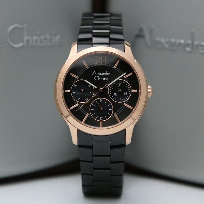 ✅Sale Jam Tangan Wanita Alexandre Christie Ac2815 / Ac 2815 Black Rose Gold Terbaru