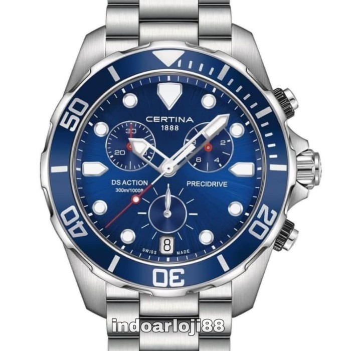 ✅Ori Certina C032.417.11.041.00 Ds Action Chronograph Blue Dial Men'S Watch Diskon