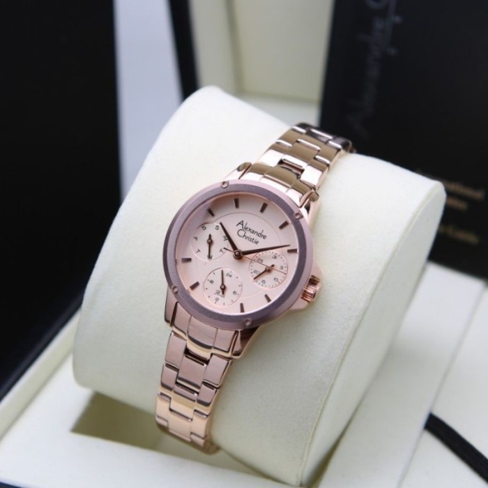 ✨Baru Jam Tangan Wanita Alexandre Christie Ac2A16 Ac 2A16 Peach Rosegold Berkualitas