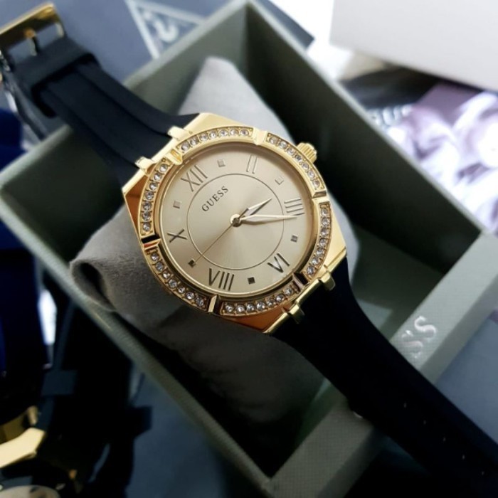 ✨Baru Jam Tangan Wanita Gw0034L1 Gold Rubber Black Original Diskon