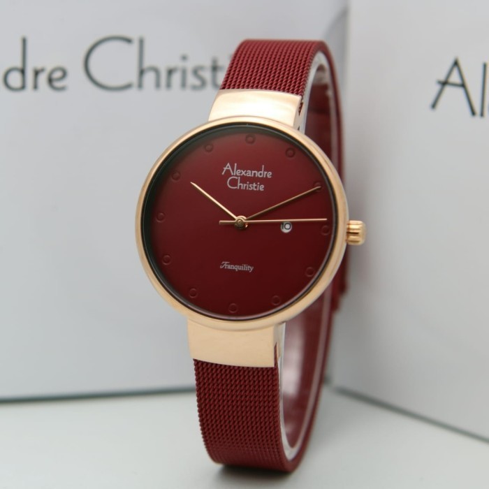 ✨Baru Alexandre Christie Wanita Ac2509 / Ac 2509 Rosegold Red Original Resmi Diskon