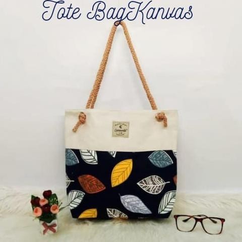 Termurah Tas Tali Sumbu/Totebag Wanita Resleting Motif Buat Tas Belanja/Kuliah Bisa Custom Sabl