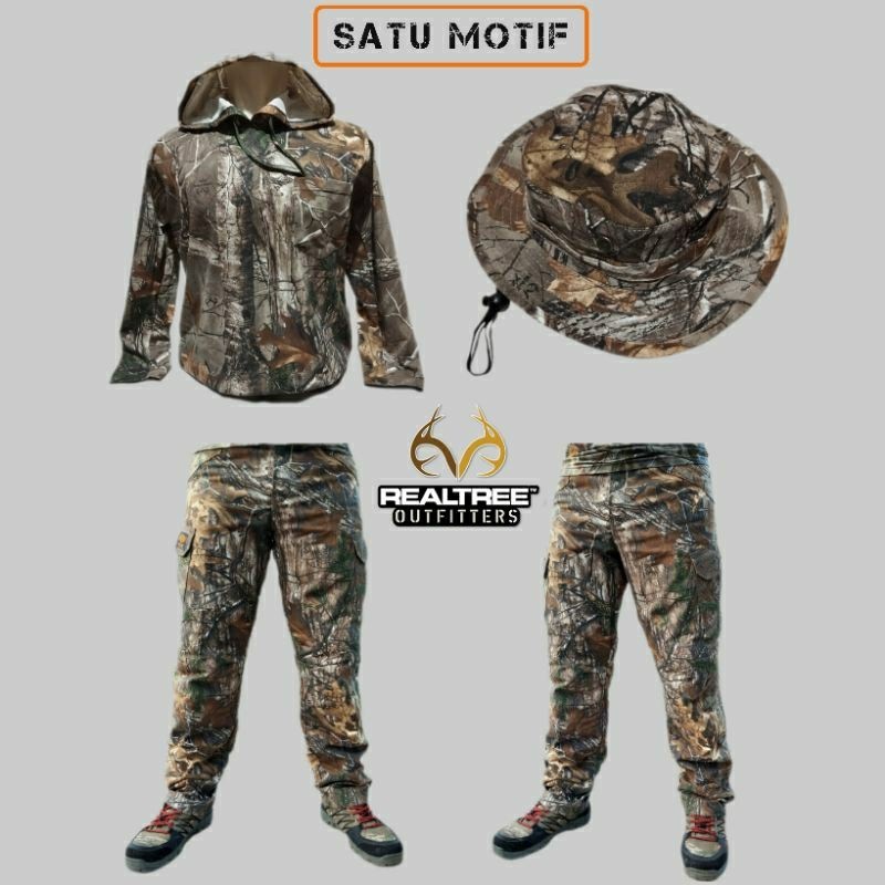 [OUR BEST] SPECIAL PRICE Baju Camo Satu Set / Kaos Camo Realtree / Pakaian camo hunting satu motif /