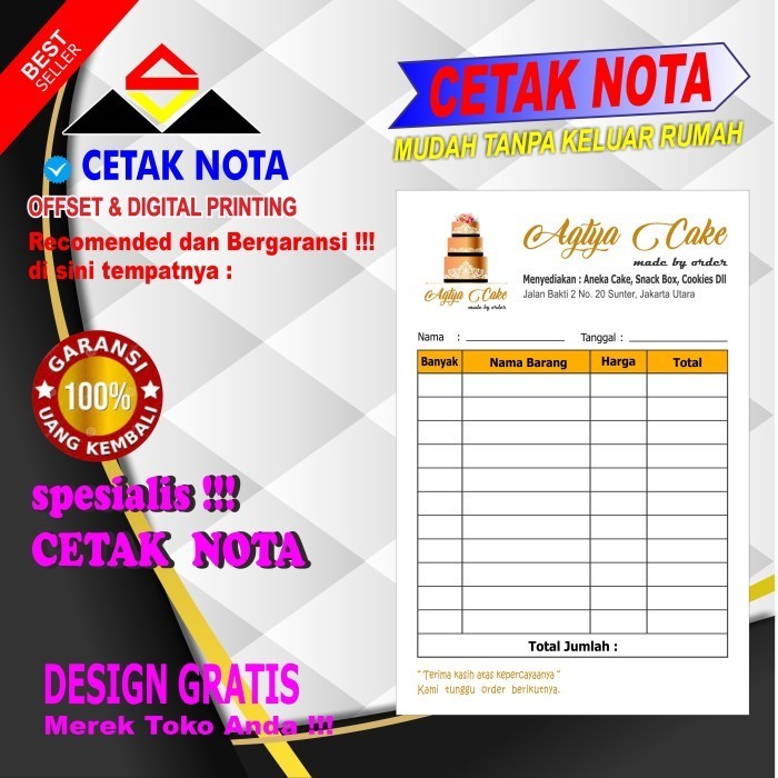 

Promo Cetak Nota Custom 1/4F 3 Ply (4 Buku)