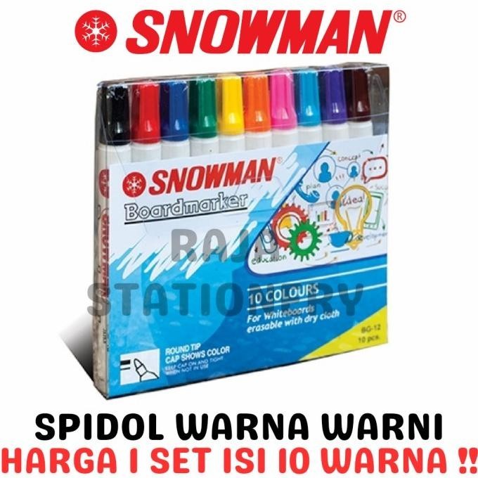 

Snowman Colour Whiteboard Marker 10 Warna / Spidol Warna Snowman