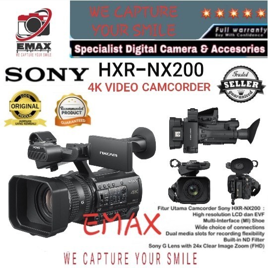 Ready SONY HXR NX200 4K Video Camcorder Handycam SONY NX200 HXR-NX200 Ori