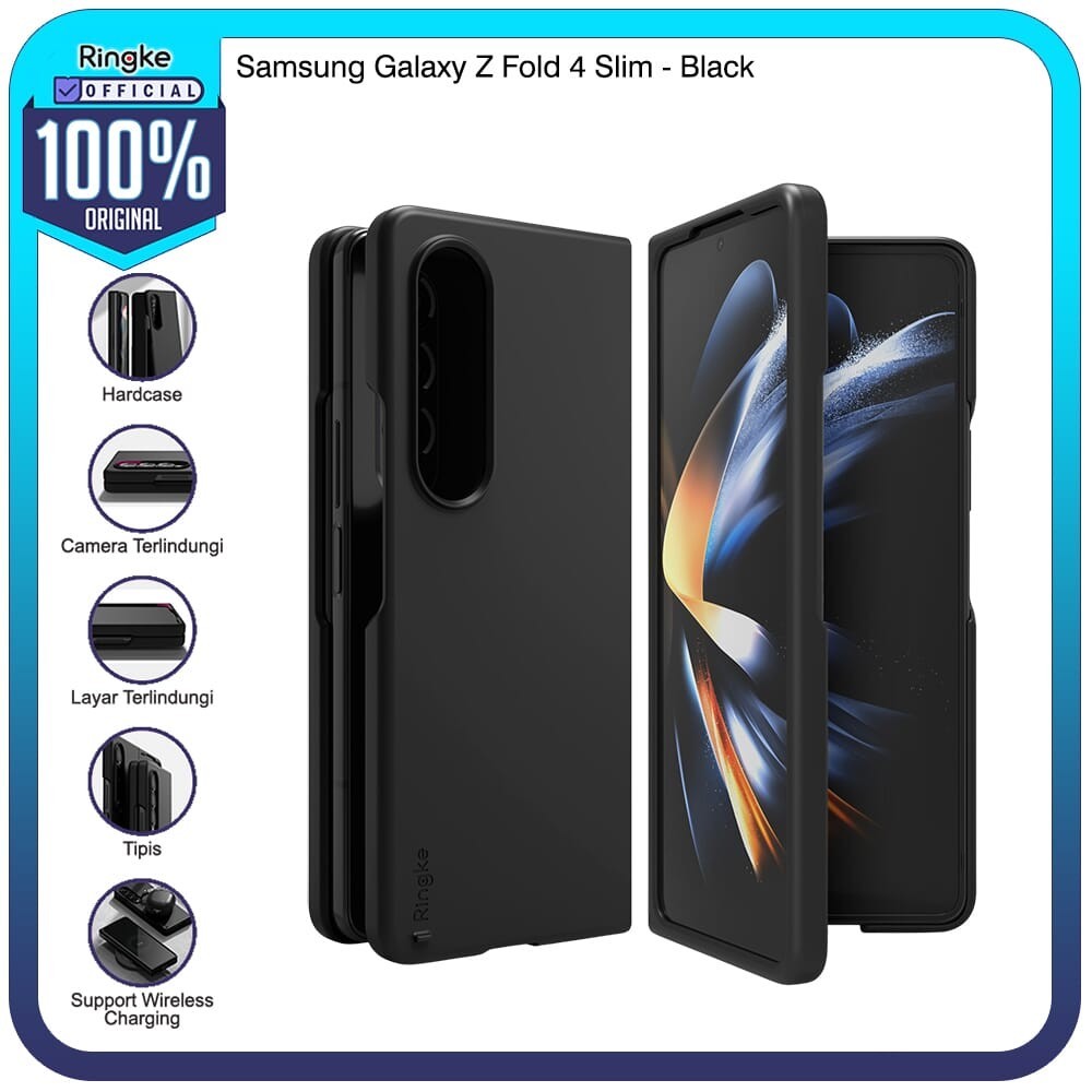 Ringke Galaxy Z Fold 4 Slim Black Softcase Anti Crack Tahan Banting