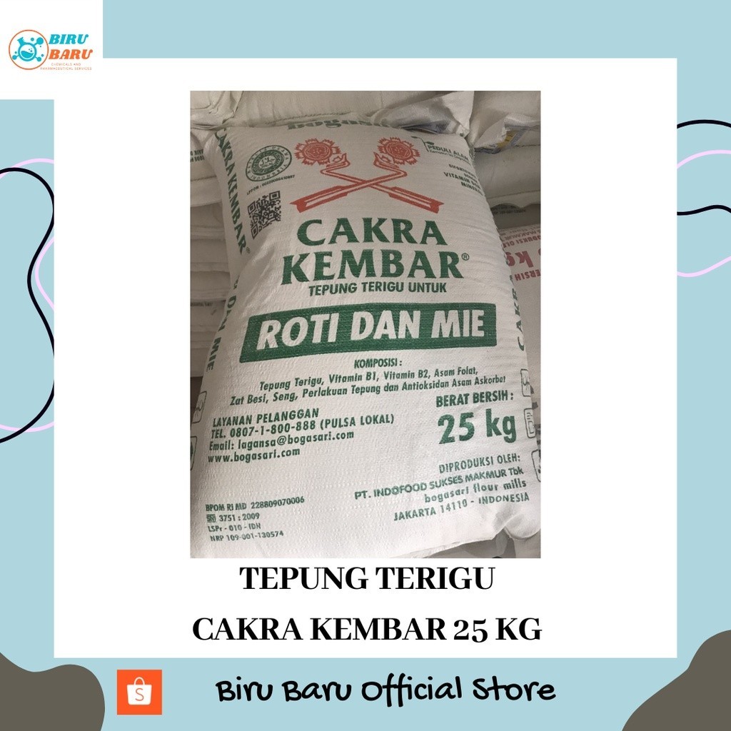 

Tepung Terigu Cakra Kembar Bogasari 25 Kg Best Quality Untuk Aneka Kue Dan Makanan