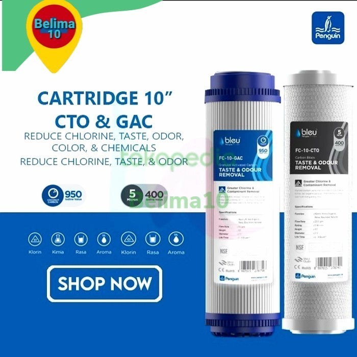 Catridge refil isi filter 10 inch CTO +GAC original penguin