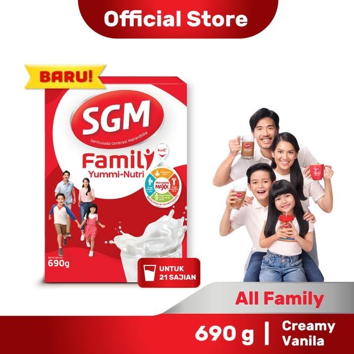 

TERBAIK SGM FAMILY YUMMI NUTRI CREAMY VANILA SUSU KELUARGA 690GRAM (ALD)