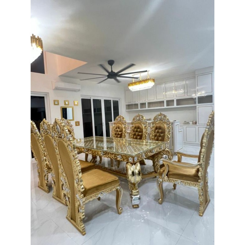 meja makan jati mewah kursi 8