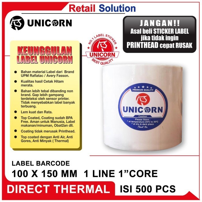 

Label Stiker Resi Thermal 100X150 Mm / 100 X 150 Mm / 100X150Mm 500Pcs