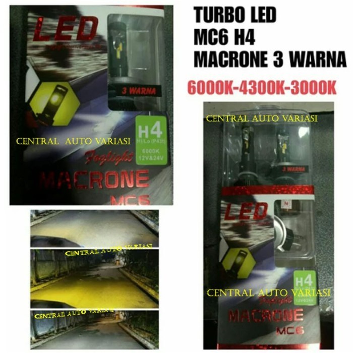 Diskon Besar Lampu Turbo Led Macrone Mc6 H4 3 Warna