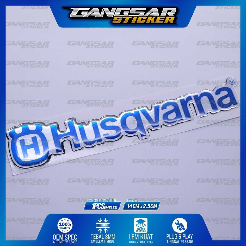 Emblem logo husqvarna / emblem timbul husqvarna / sticker husqvarna / stiker logo husqvarna / emblem