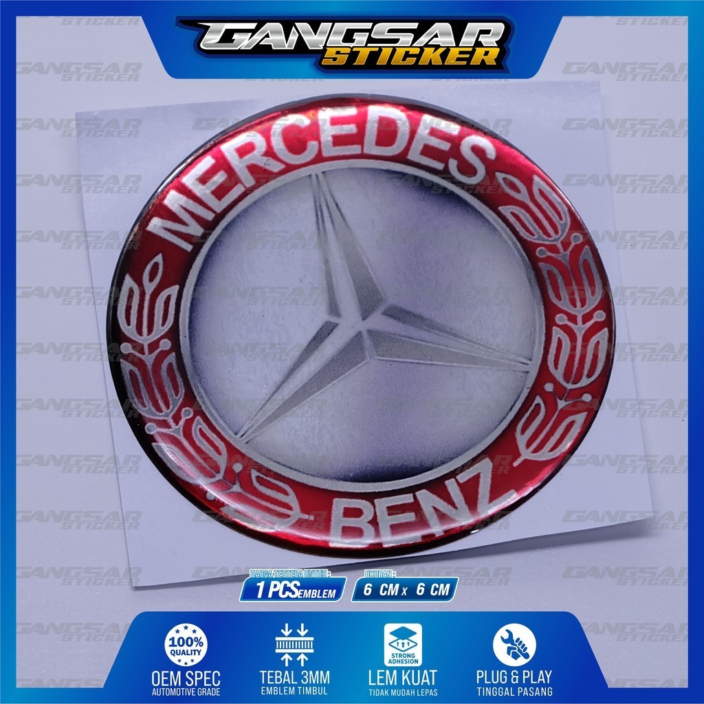 Emblem logo mercedes benz / emblem timbul mercedes benz / sticker mercedes benz / stiker logo merced