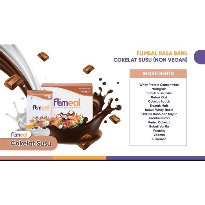

TERBAIK FLIMTY FLIMEAL COKELAT SUSU MILK CHOCO MEAL REPLACEMENT RASA COKLAT BY