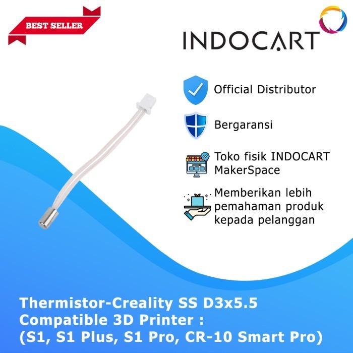 Indocart 3D Printer Parts Creality Thermistor Ntc-100K-3950K-Ss D3X5.5 Best