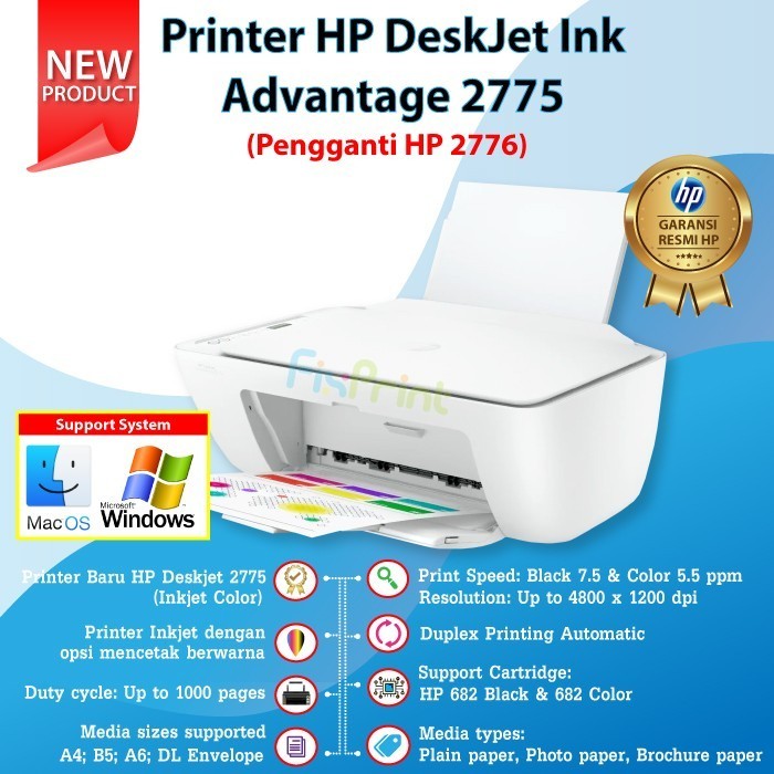 Printer Hp 2775 2776 Print Scan Copy Wifi Bluetooth Ink Cartridge 682 Best