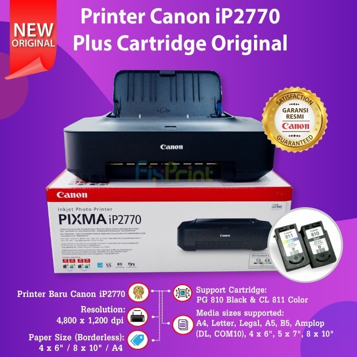 Printer Canon Pixma Ip2770 Ip 2770 Tanpa Cartridge Tinta 810 811 Ori Best