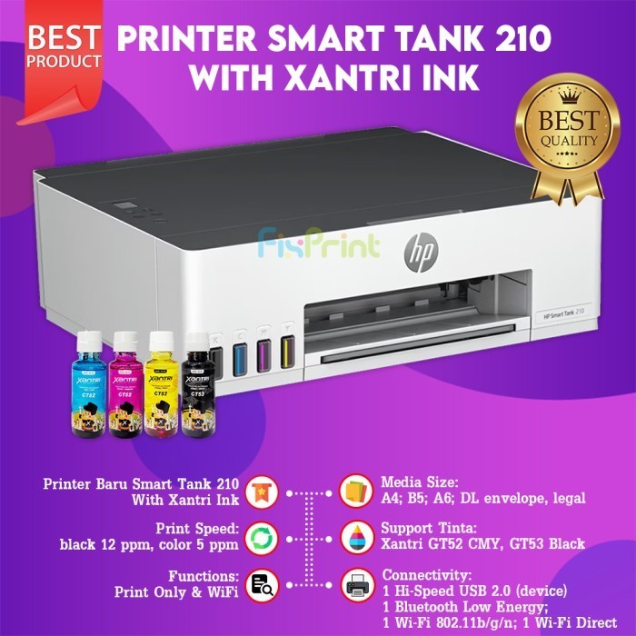 Printer Hp Smart Tank 210 Wireless Wifi / Bluetooth Print Only Best