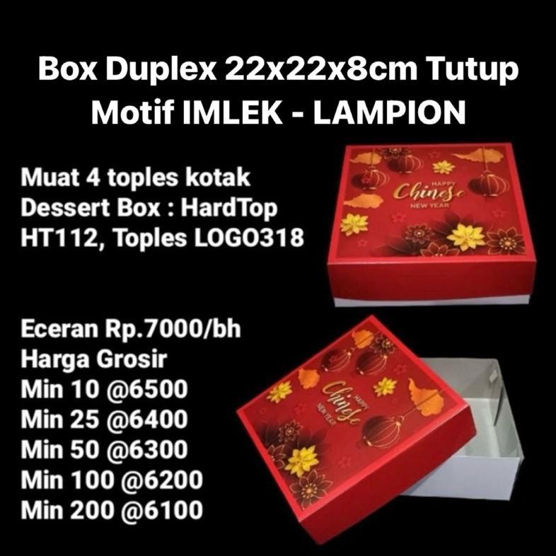 

TRY Box Duplex 22x22x8cm Tutup Motif IMLEK / CHINESS NEW YEAR - Laminasi Dalam TERLARIS