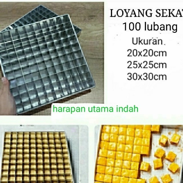 Loyang Brownies Sekat 100 Lubang Uk 20X20,25X25,30X30Cm