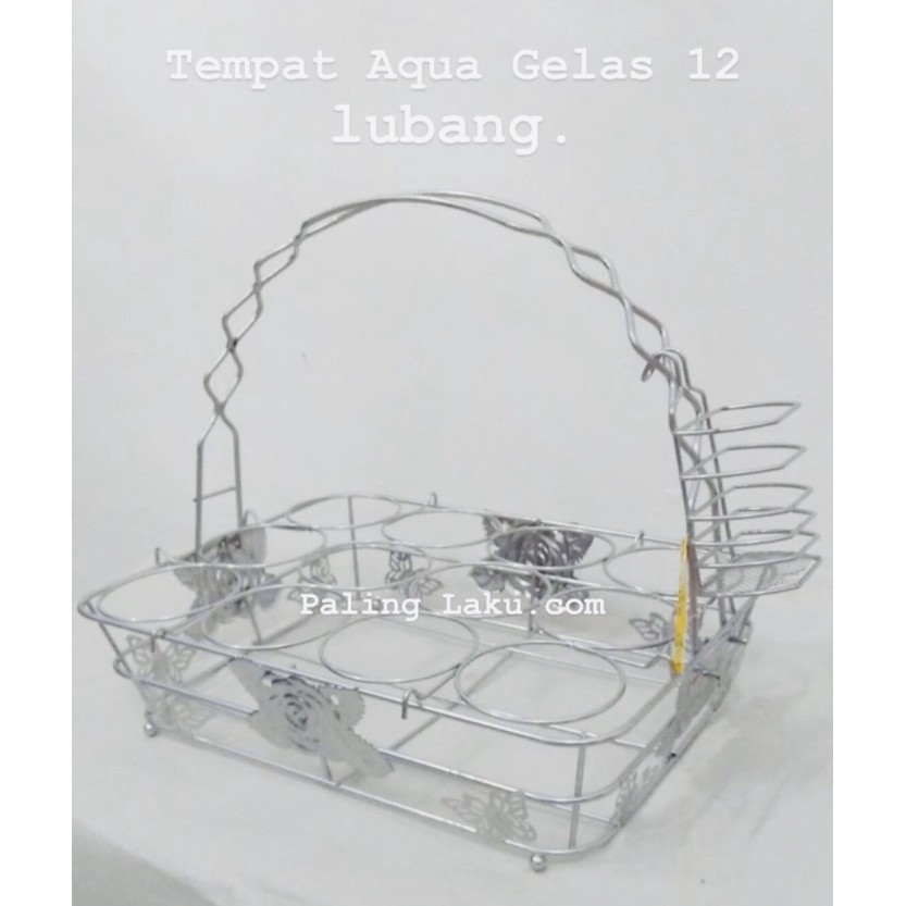 TEMPAT / KERANJANG AQUA GELAS 12 LUBANG STAINLESS BERKUALITAS