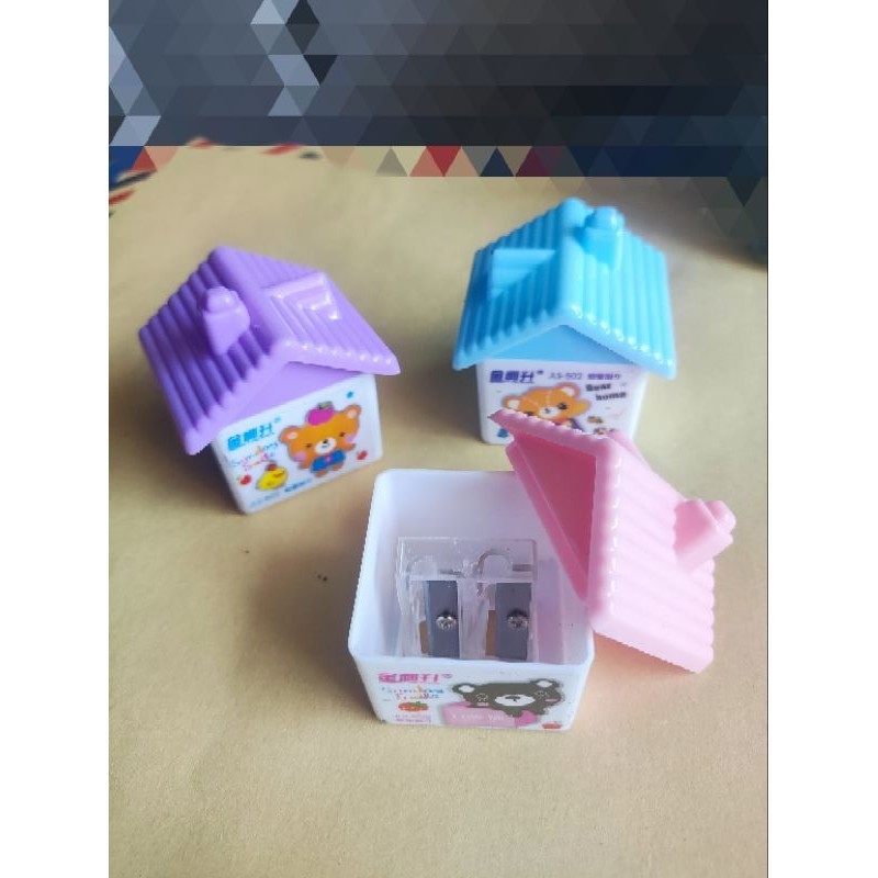 

rautan/serutan/orotan/sharpener pensil rumah & topi 2 lubang