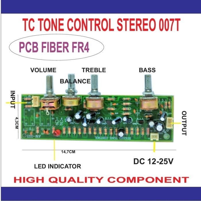 TC TONE CONTROL STEREO 007T AM300 PCB FIBER FR4
