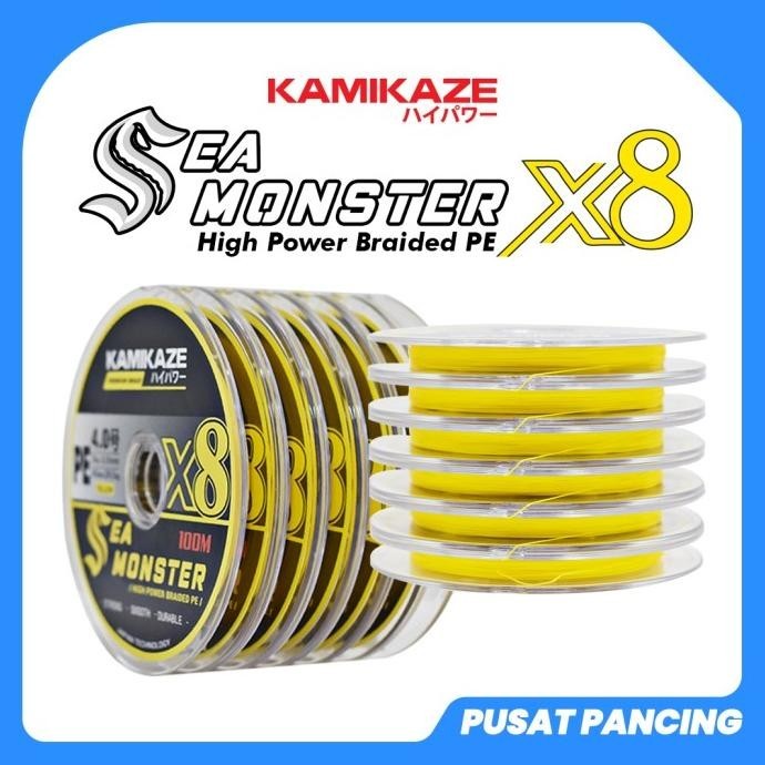 KAMIKAZE Snar Pancing Pe SEA MONSTER X8 (YLW) 100M Connecting