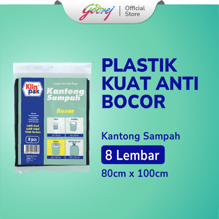 Klinpak Kantong Sampah Besar 80cm X 100cm Isi 8 Pcs