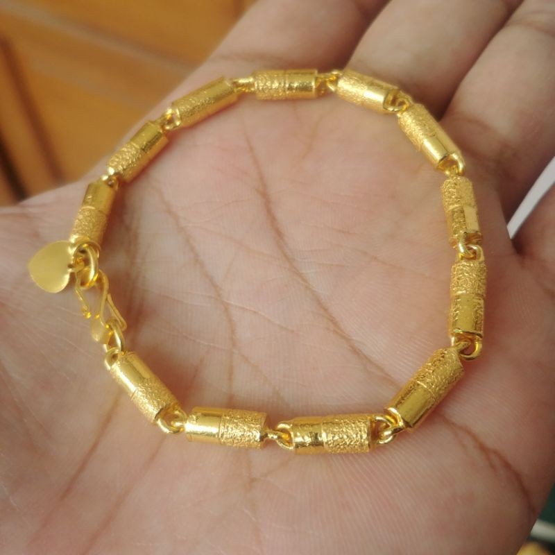Gelang Bambu Pasir Lapis Emas 24k