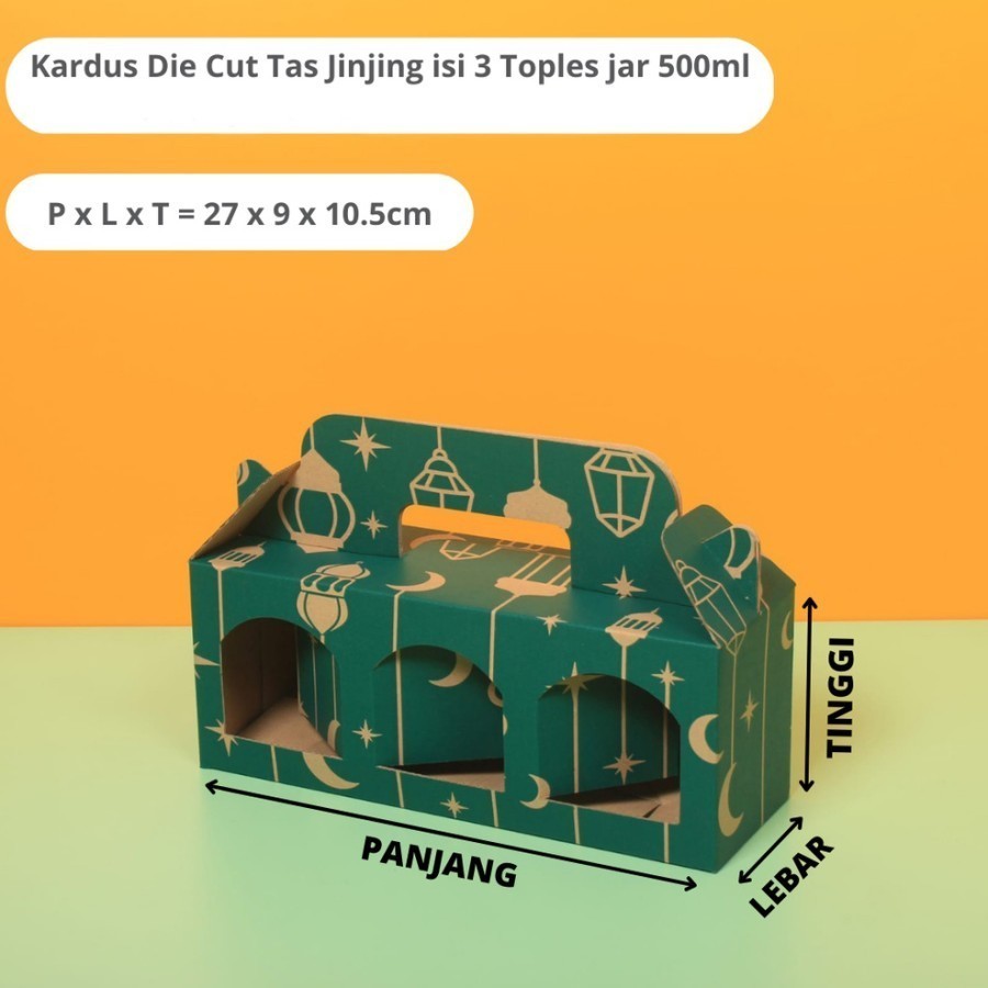

10 Pcs Dus Jinjing isi 3 Toples Jar Box Idul Fitri 2 uk 31.5 x 10.5 x 11 cm