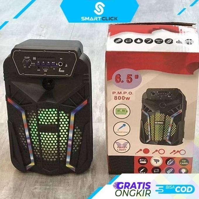 var Speaker Bluetooth Karaoke Portable Extra Bass Free Microphone QS 2602