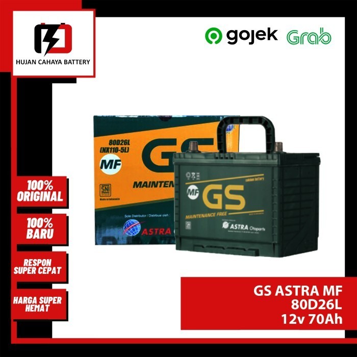 Aki Mobil Gs - Astra Mf 80D26L / 80D26L/80D26 L - Aki Pajero Sport Gratis Ongkir