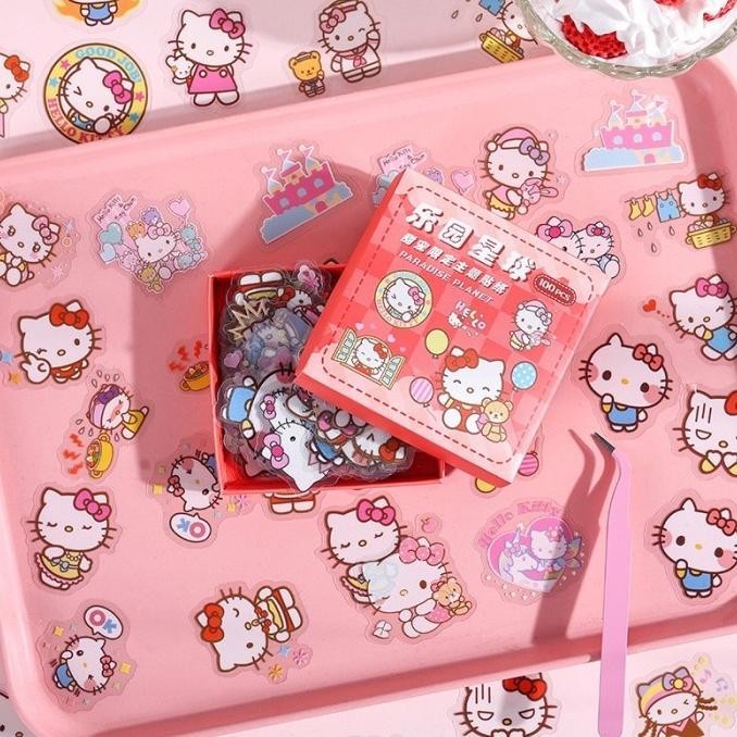 

hap Sticker Sanrio 100 Lembar Tahan Air Deco Kuromi Melody Stiker Anak