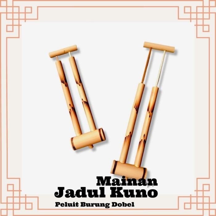 Peluit suling bambu ganda suara burung kicau mainan anak jadul