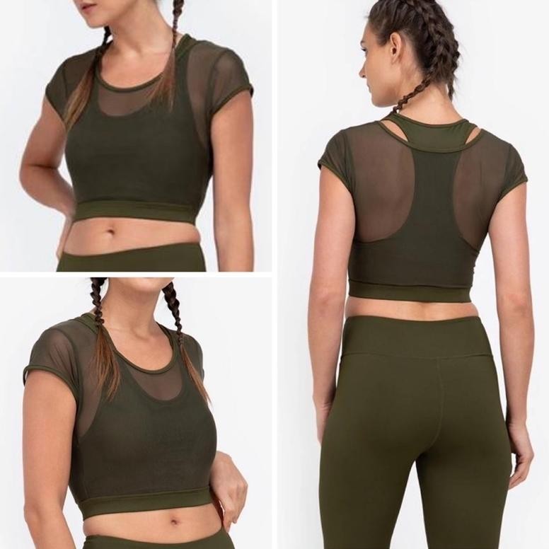 Atasan Baju Senam Crop Jala