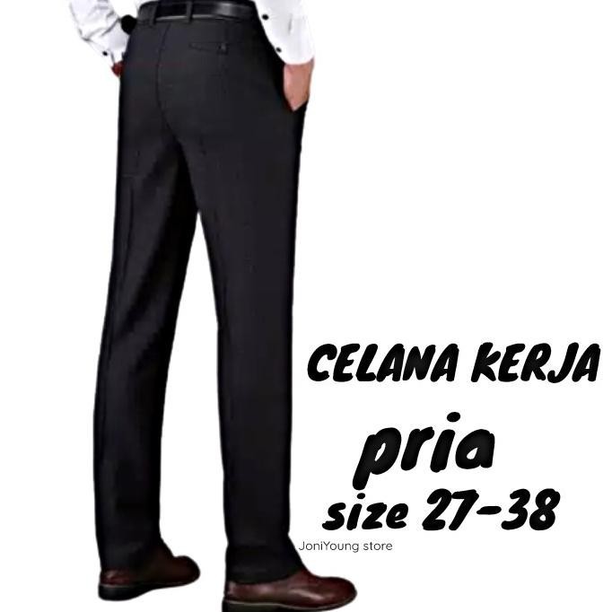 Special - celana bahan kerja kantor formal dasar pria slimfit panjang calbin ,,
