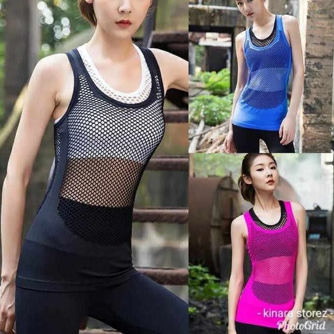 Best rompi olahraga wanita kaos baju sport gym fitness senam 116 
