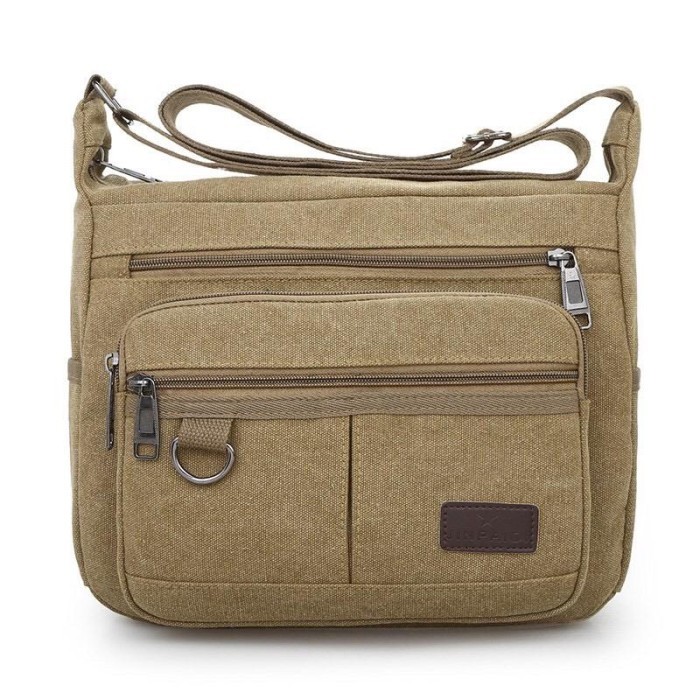 tas selempang pria Tas Pria Selempang Kanvas Bahu Premium Import B535 - Khaki(Q6G3) tas selempang pr