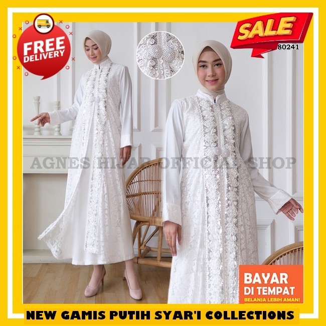 Gamus Terbaru Wanita Lebaran 2024 Putih Pakaian Muslimah Waniya Longdress Ld 130 Baju Muslim Perempu