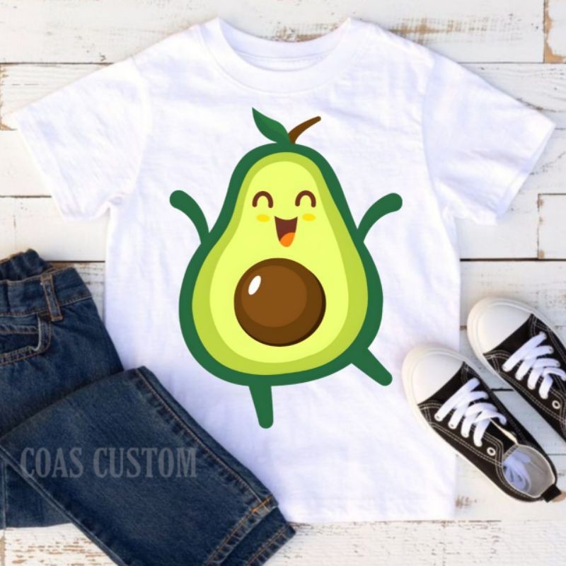 Baju Kaos anak buah alpukat lengan pendek free cetak nama