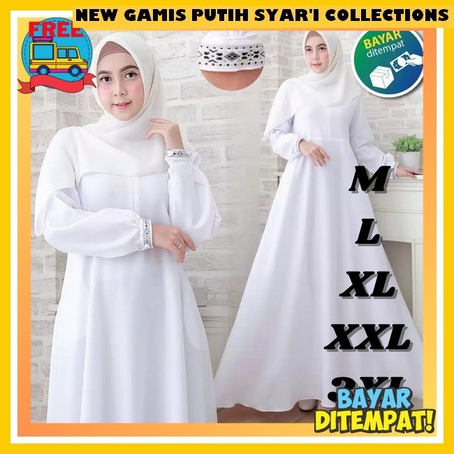 Gamus Terbaru Wanita Lebaran 2024 Putih Pakaian Muslimah Waniya Longdress Ld 130 Baju Muslim Wanita 