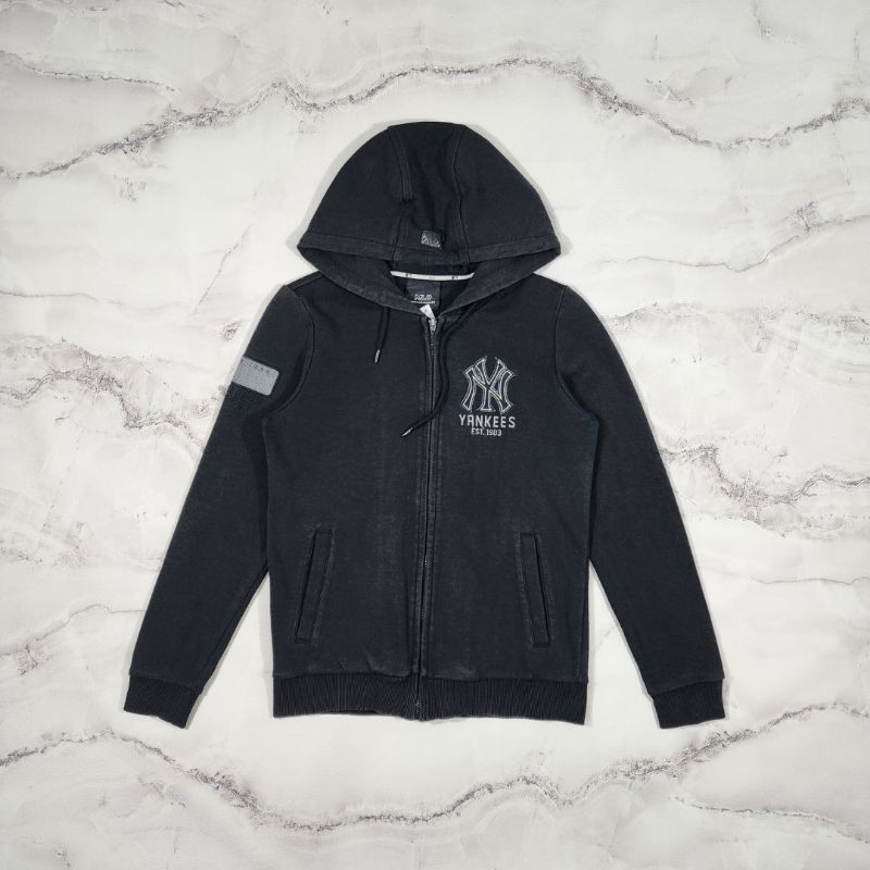 zipper hoodie MLB Yankees hitam size S